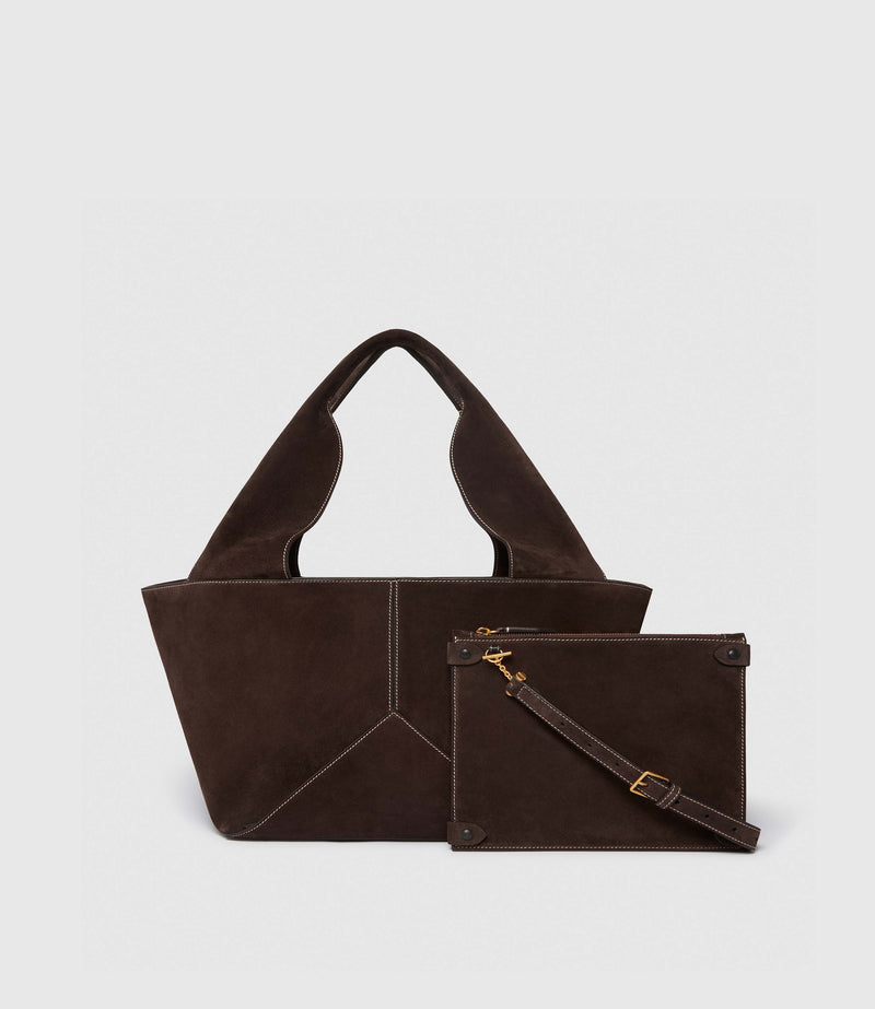 Market Small Suede Chocolate With Salt Stitching