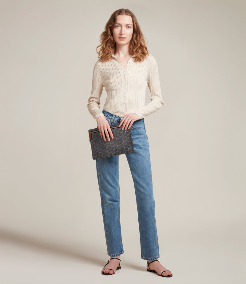 Medium Currency Wallet Signature Canvas Navy and Light