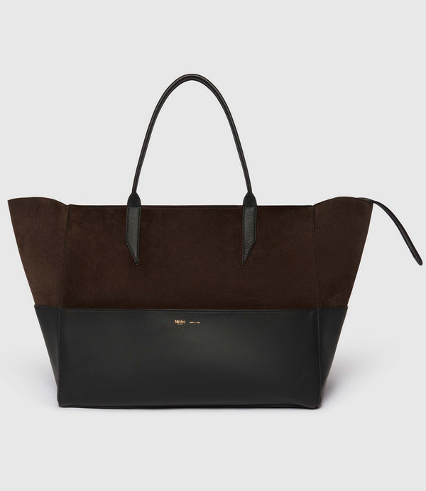 Incognito Large Suede Chocolate and Smooth Calfskin Black