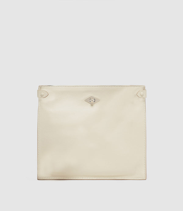 Stowaway Crossbody Smooth Calfskin White Sand with Silver Hardware