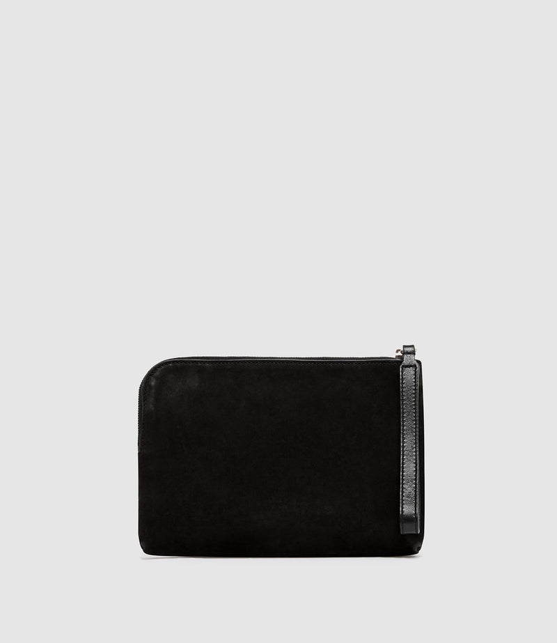 Wristlet Clutch Nubuck Black with Elvis Black