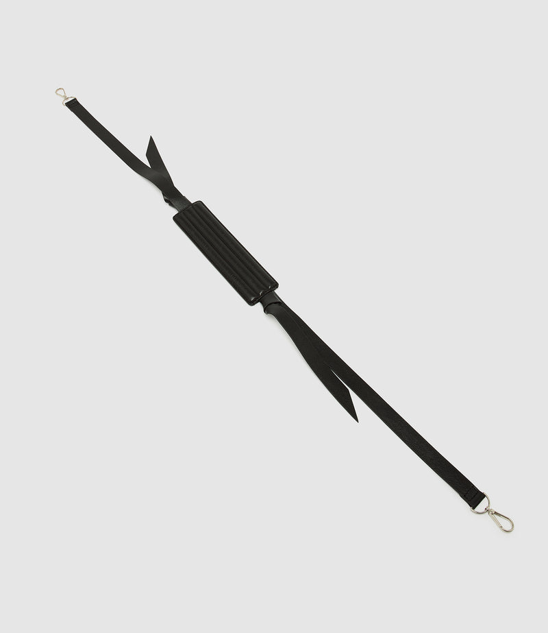 Adjustable Bombe Strap Supple Calfskin Black with Silver Hardware