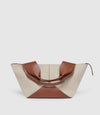 Market Weekend Bag Natural Linen With Buffalo Cognac