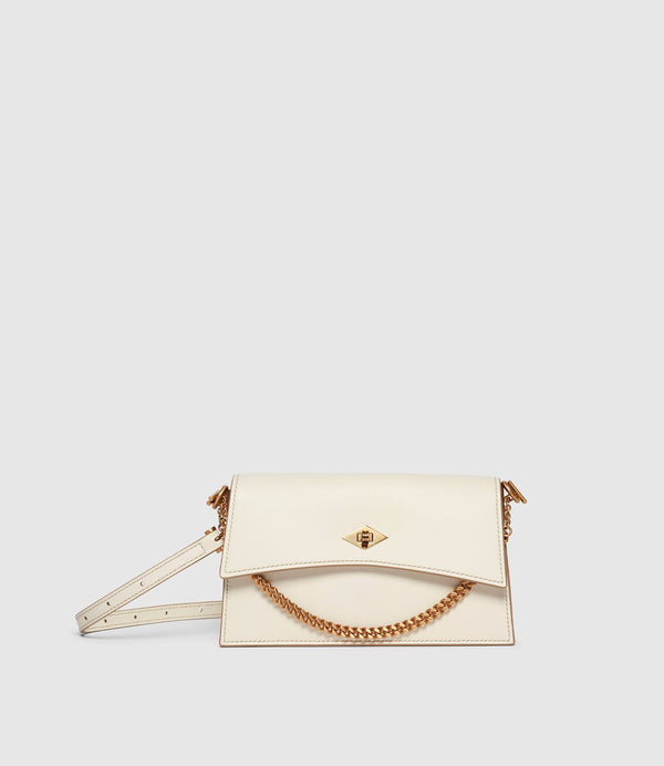 Roma Mini Clutch Smooth Calfskin White Sand