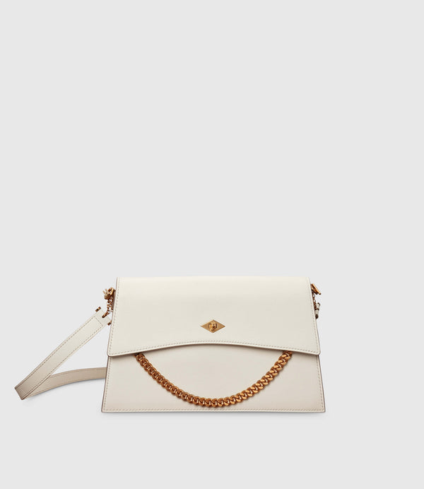 Roma Shoulder Bag Smooth Calfskin White Sand