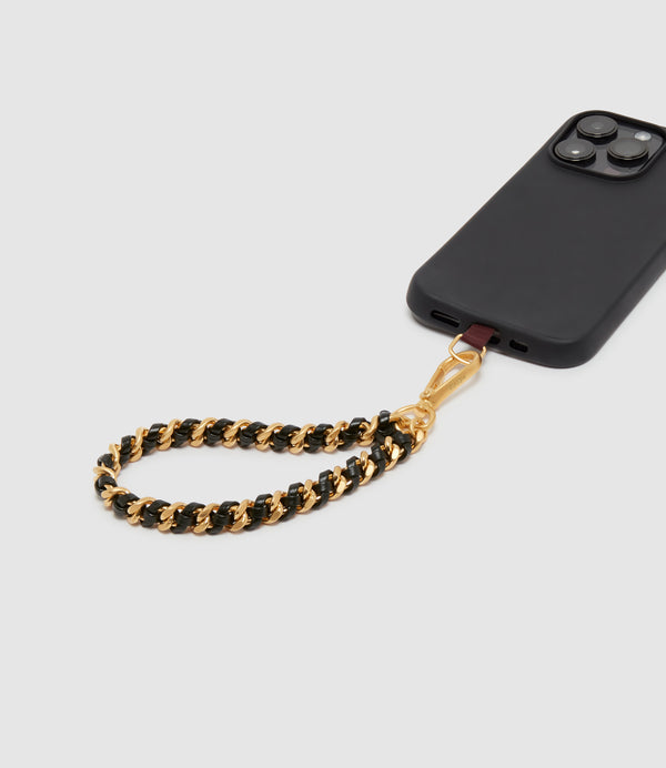 Wristlet Chain Strap Elvis Black with Gold Hardware
