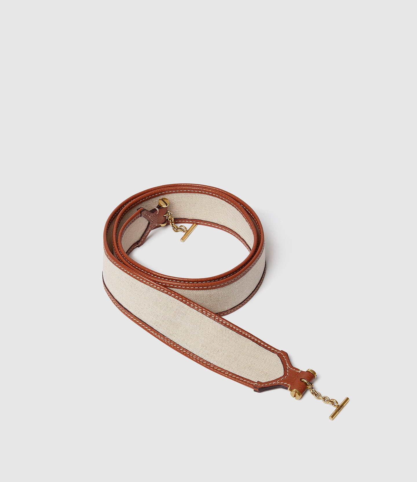 Shoulder Strap Natural Linen with Cognac