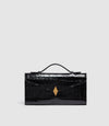 Edge Clutch Embossed Croc Black