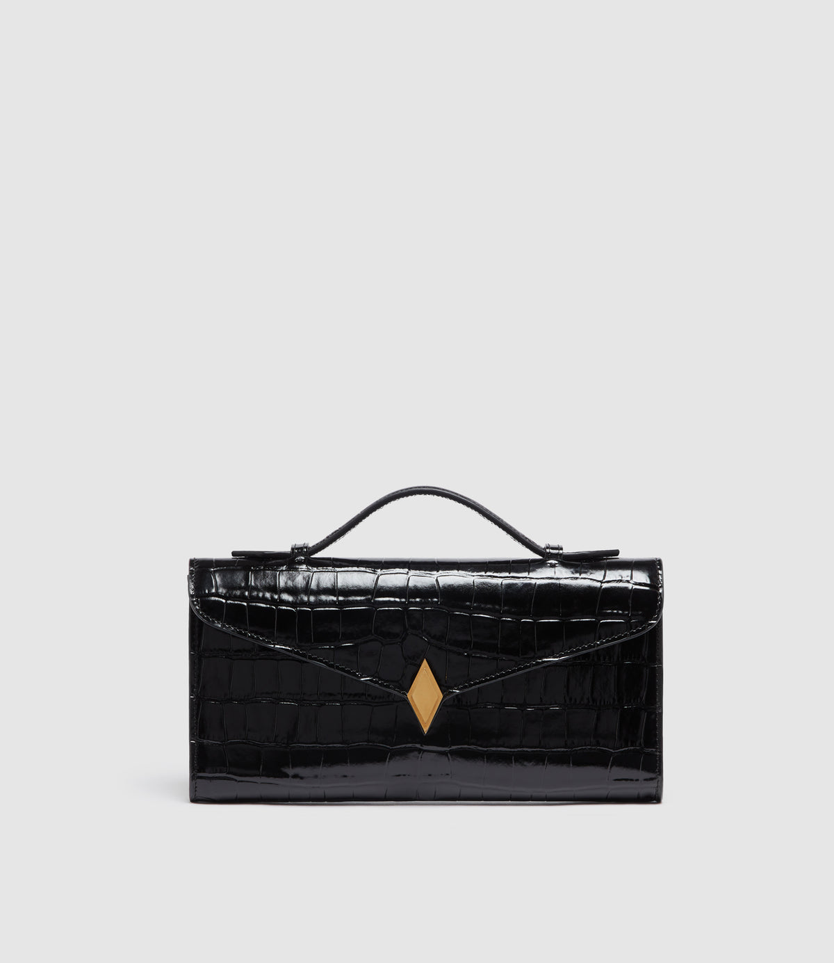 Edge Clutch Embossed Croc Black