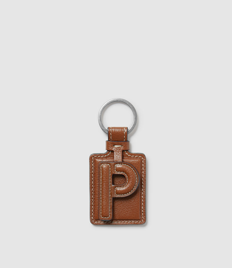 Letter Key Ring Buffalo Cognac