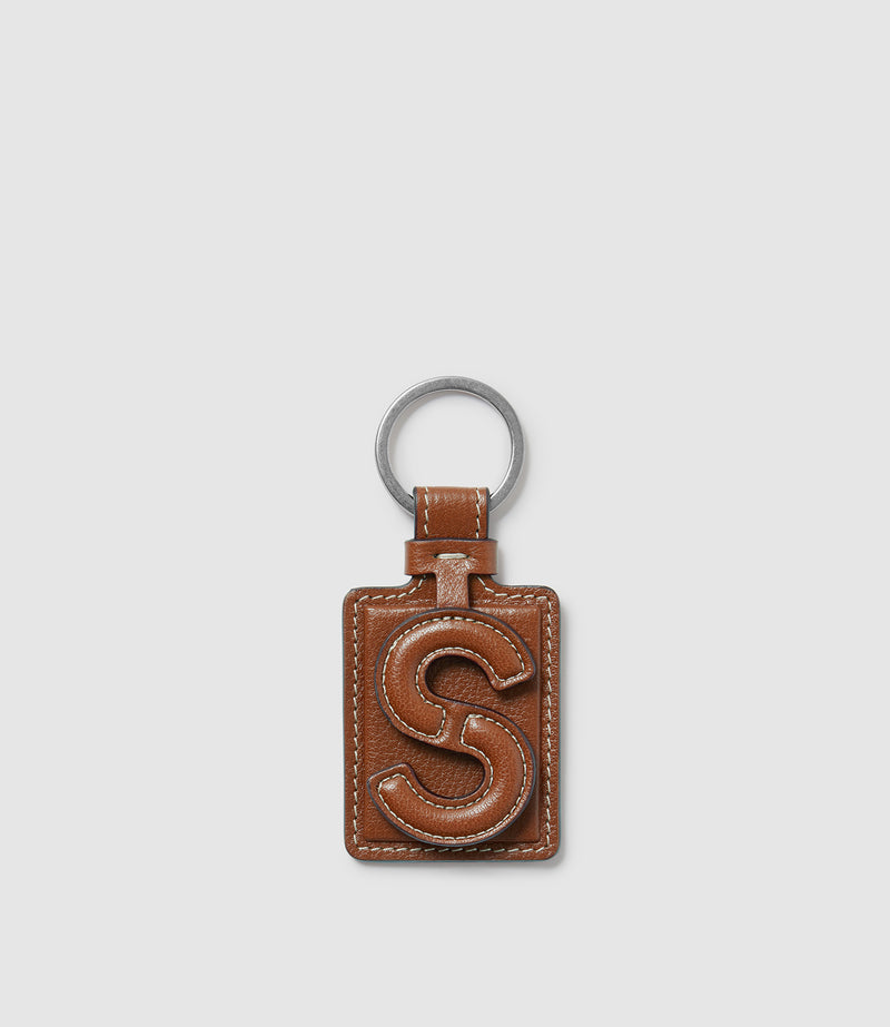 Letter Key Ring Buffalo Cognac