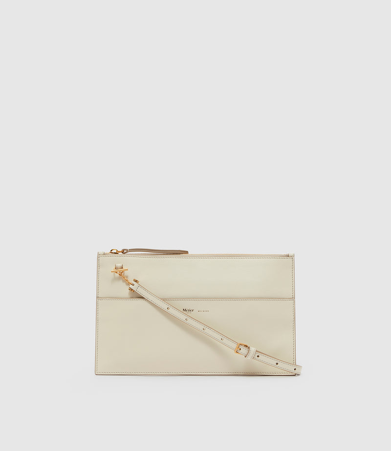 Incognito Clutch Smooth Calfskin White Sand