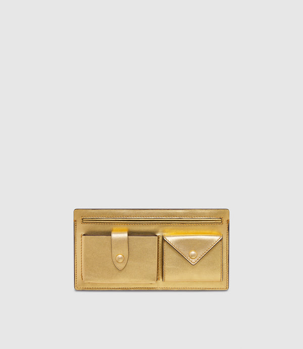 ISSIMO | Métier Inside Out Wallet Metallic Calfskin Gold