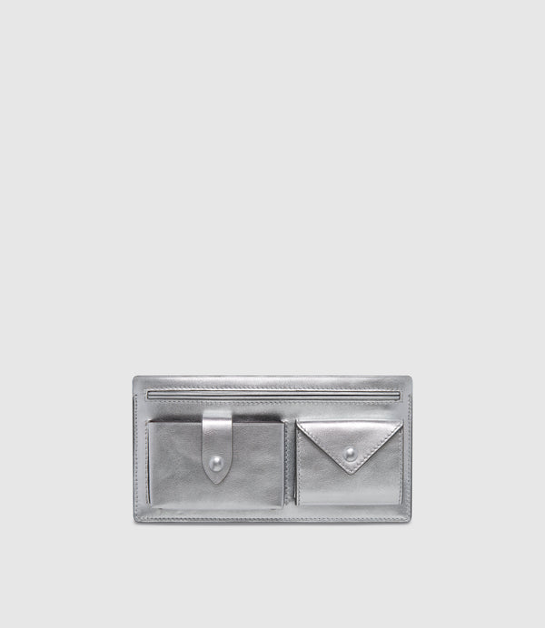 ISSIMO | Métier Inside Out Wallet Metallic Calfskin Silver