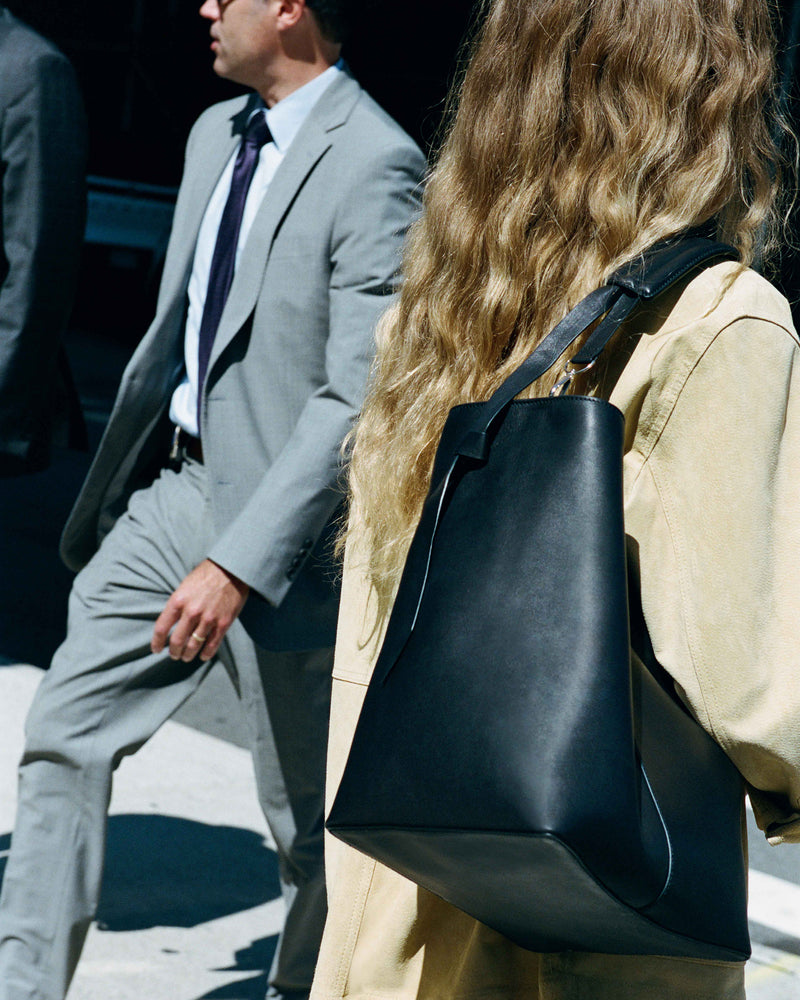 Adjustable Bombe Strap Supple Calfskin Black with Silver Hardware