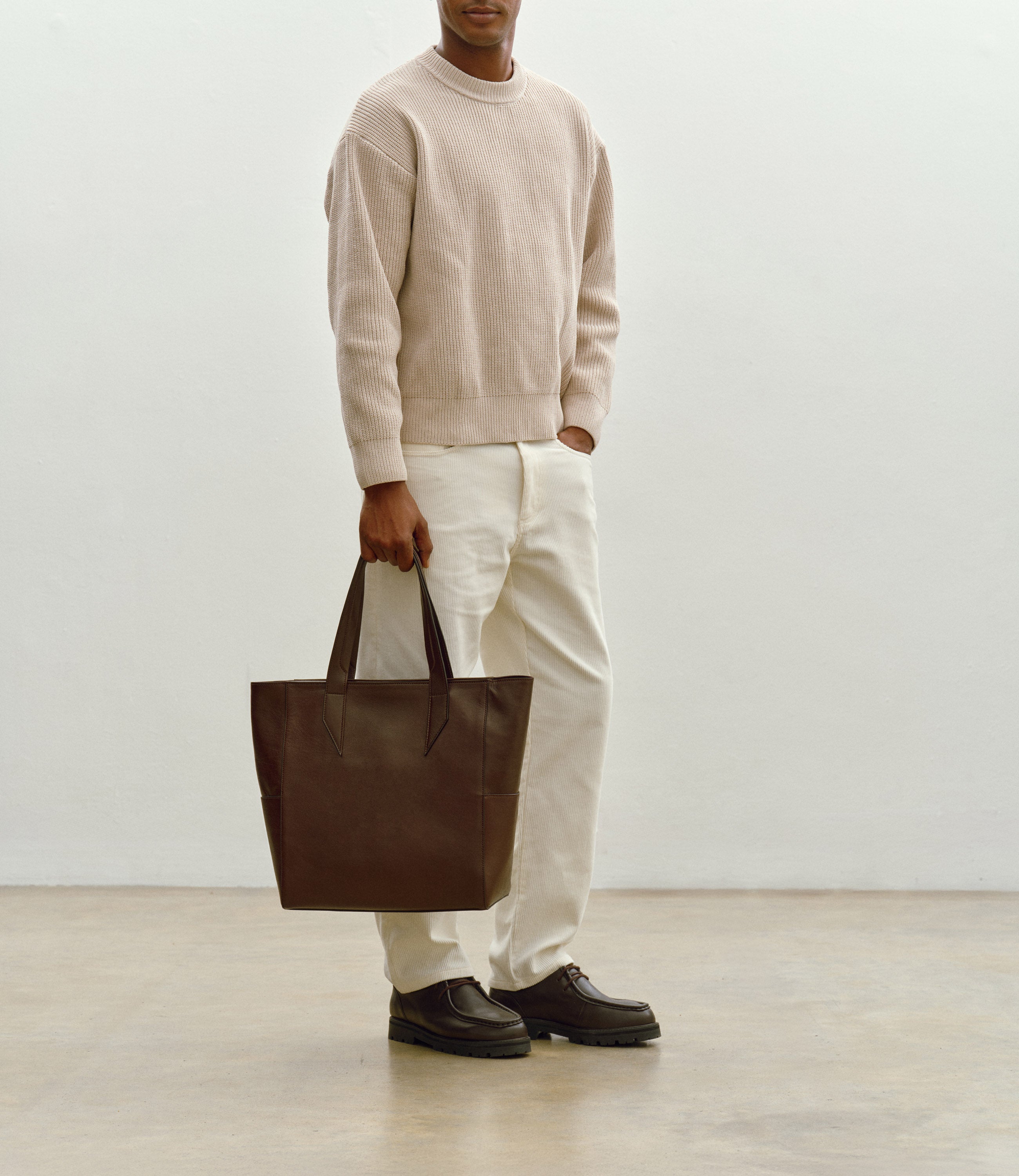 Men's Passerby North-South Tote Bag Elvis Leather Walnut Brown