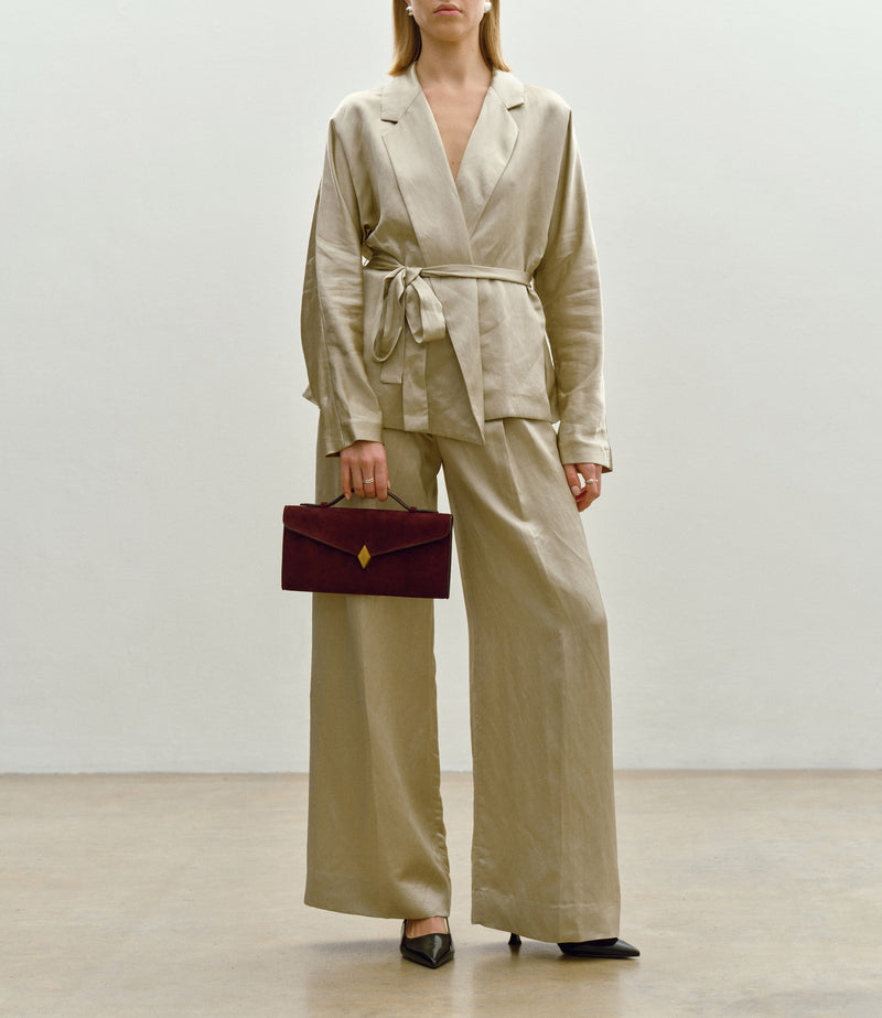 Edge Clutch Buttery Suede Amarone