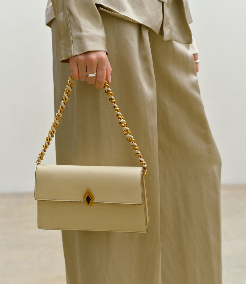 Large Chain Strap Buttery Nappa Crème with Gold Hardware