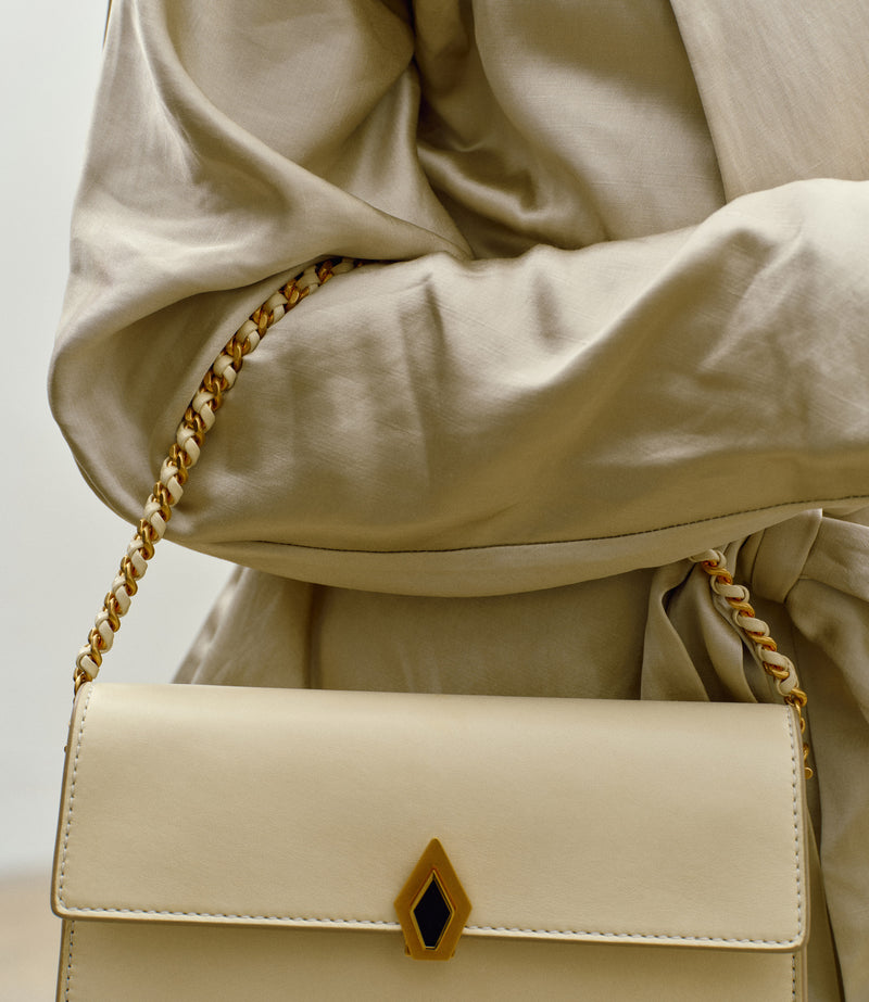 Small Chain Strap Buttery Nappa Crème with Gold Hardware
