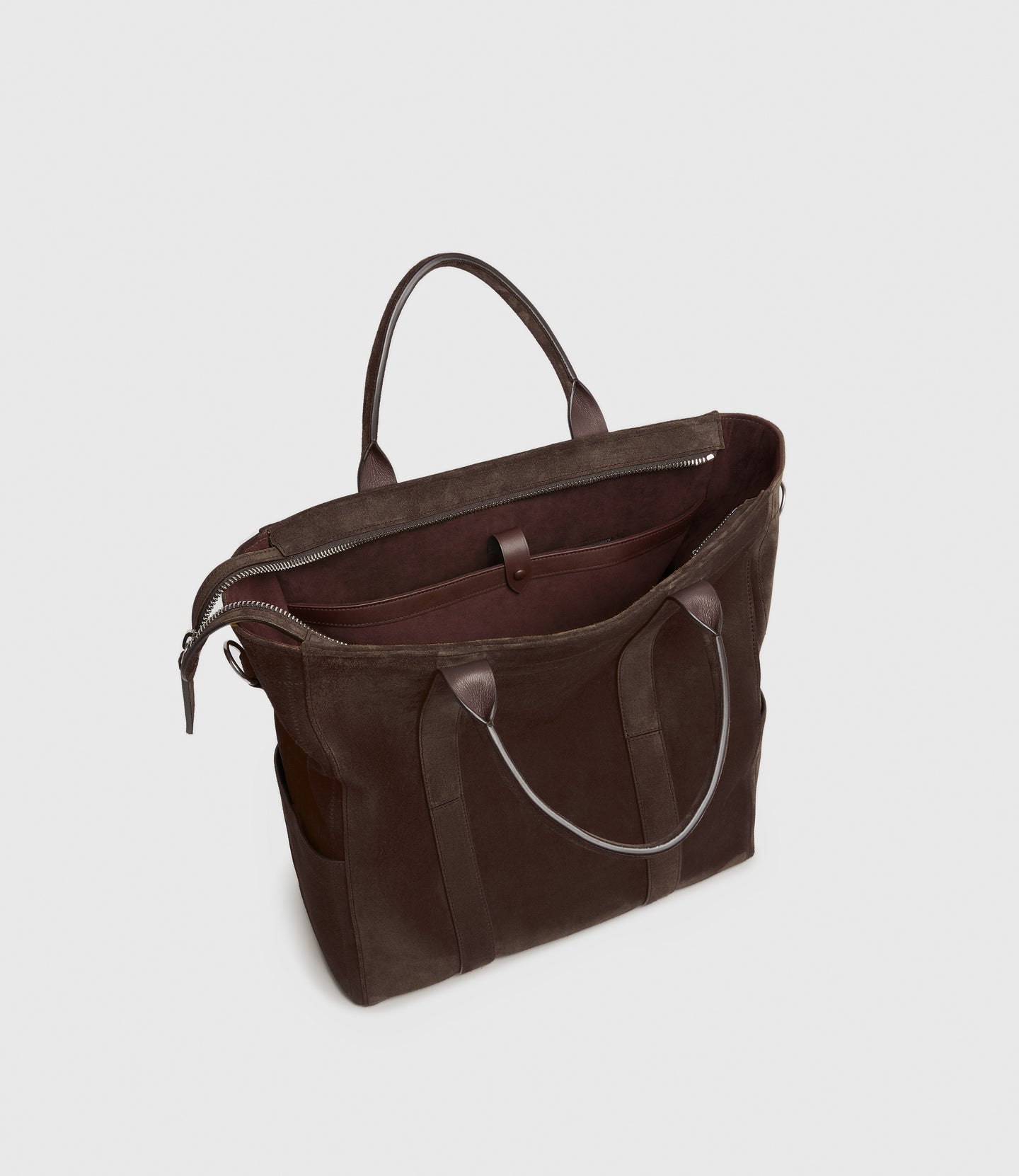 Mariner Zippered Tote Suede Chocolate