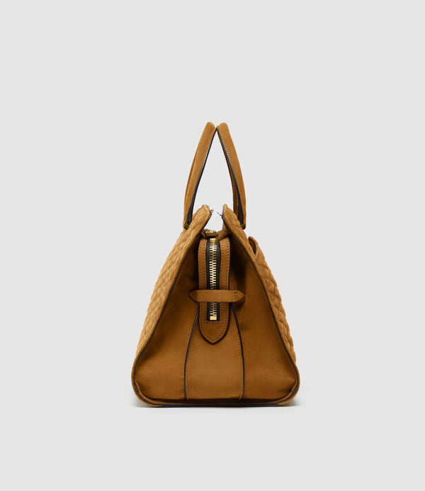 Private Eye Buttery Suede Diamond Quilt Marrakech with Gold Hardware