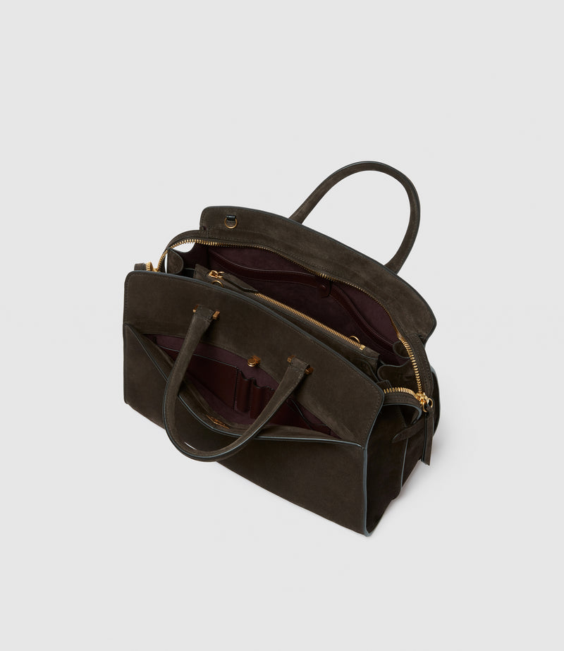 Private Eye Bag with Shoulder Strap Suede Chocolate