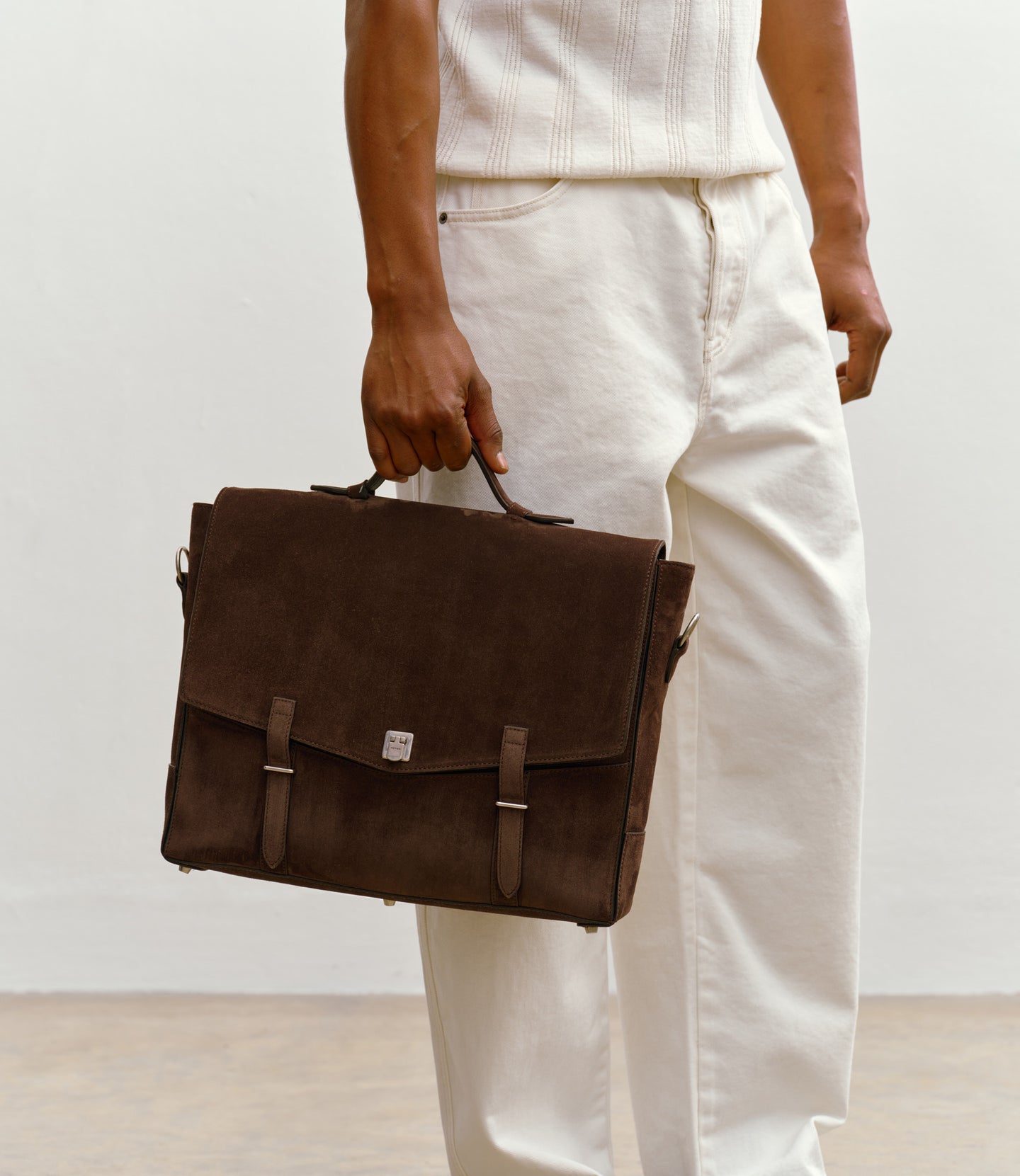 Rider Briefcase Suede Chocolate