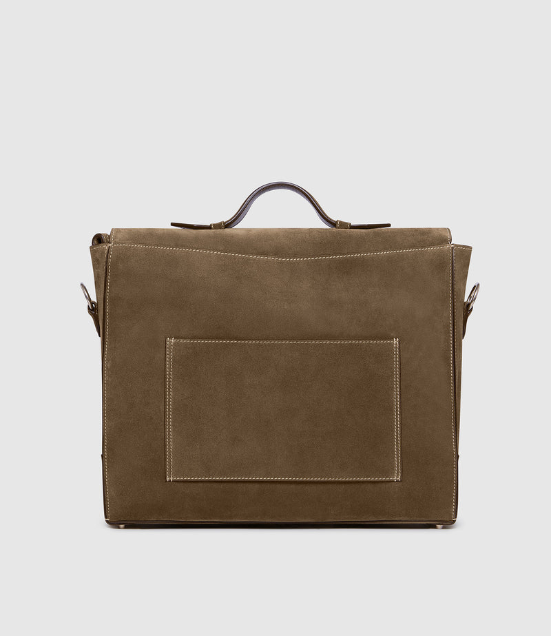 Rider Briefcase Suede Khaki