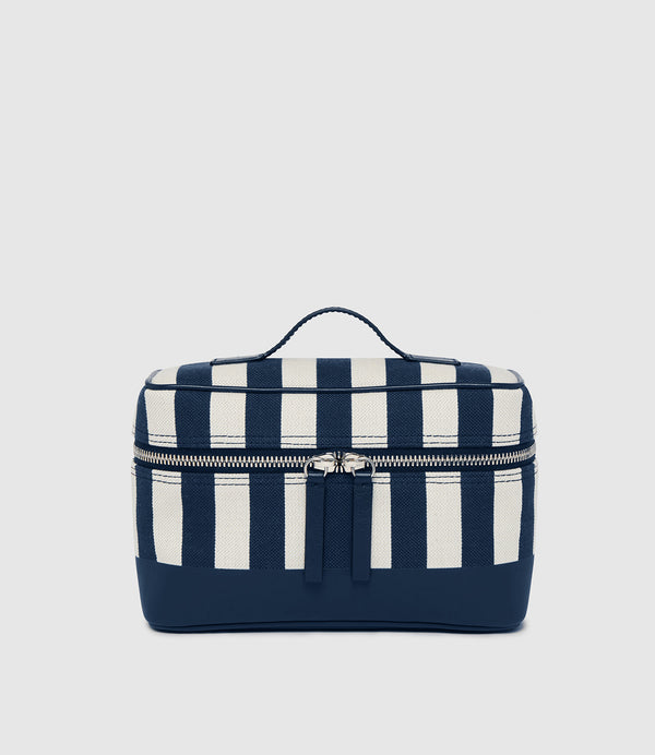 Westman Atelier By Métier Makeup Train Case Jacquard Navy Stripe