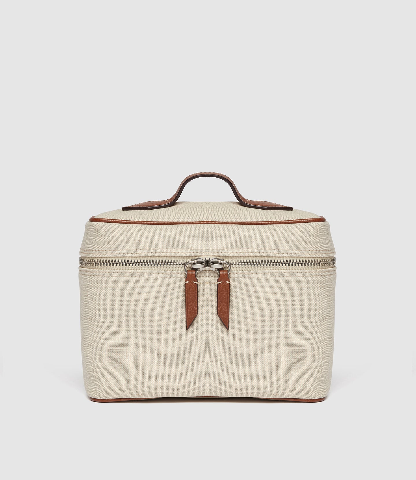Many Days Toiletry Bag Natural Linen with Cognac