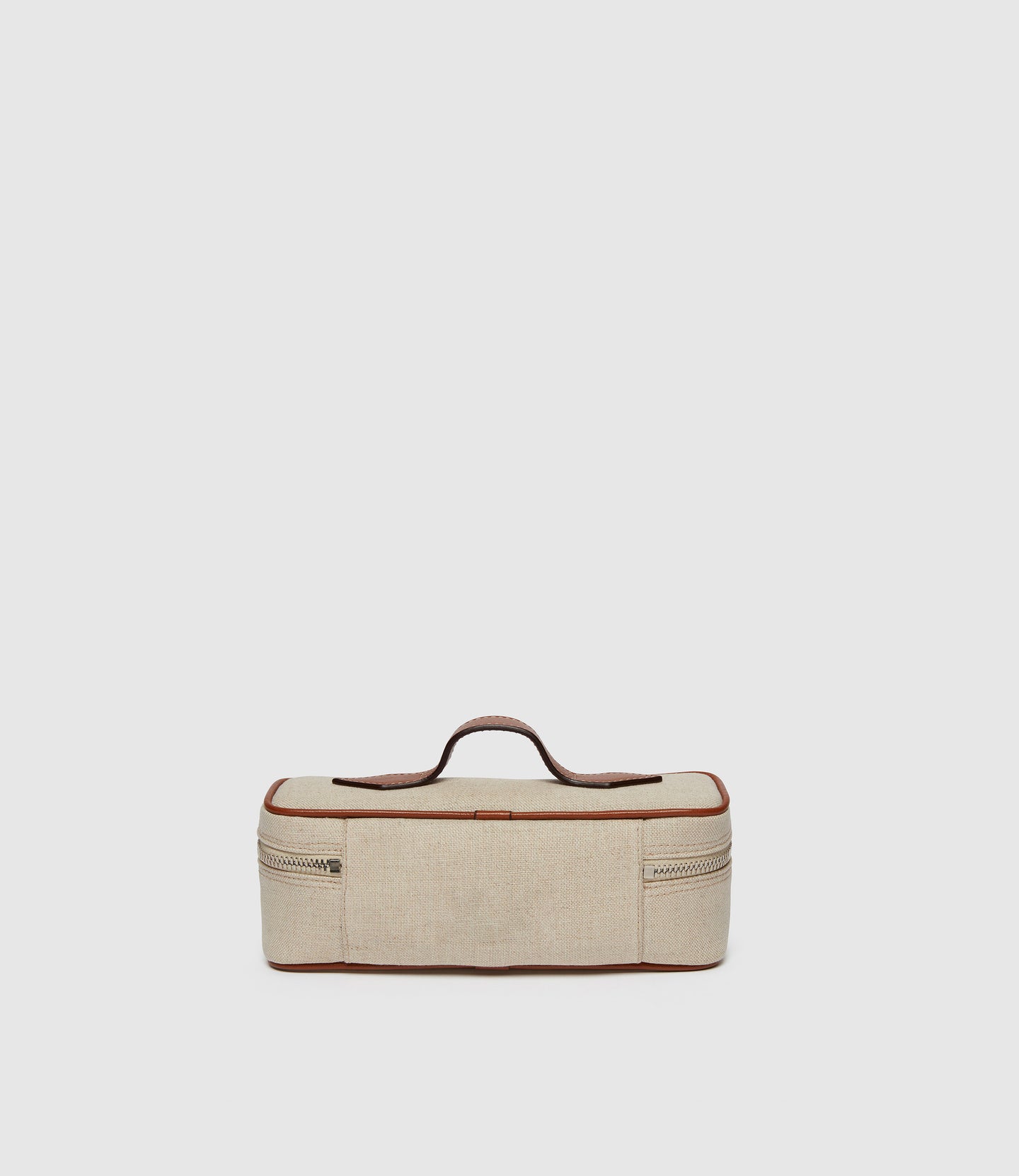 One Day Toiletry Bag Natural Linen with Cognac