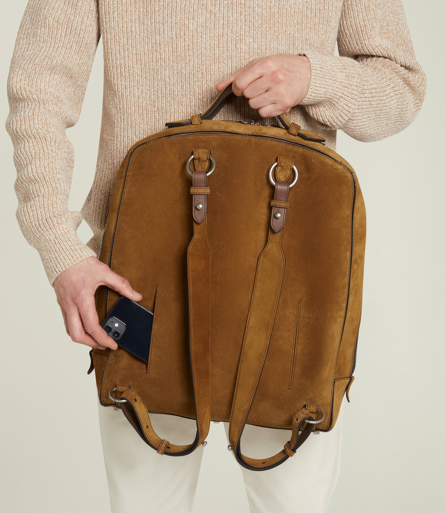 Suede backpack mens on sale