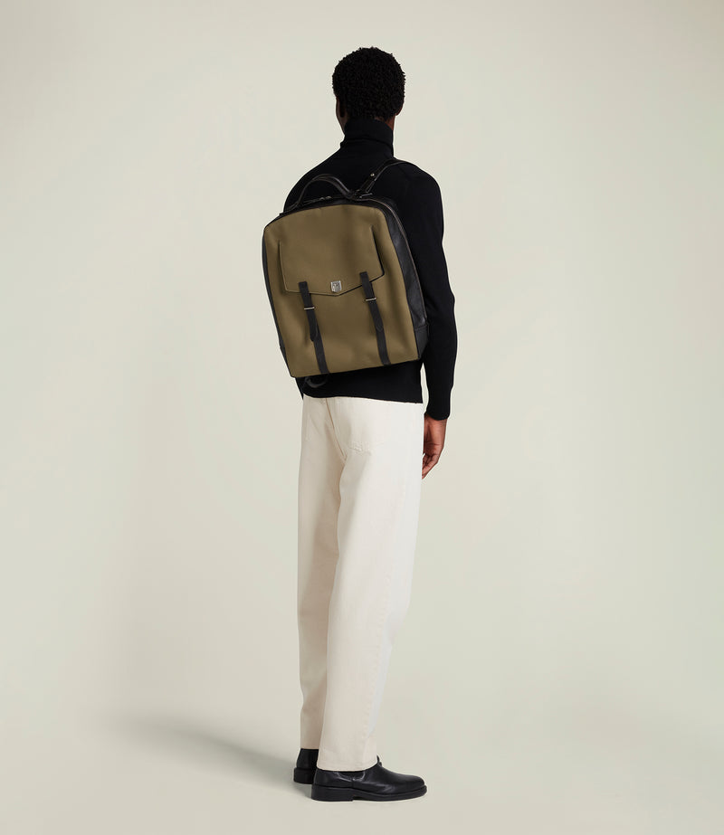 Rider Backpack Military Twill Khaki with Cacao