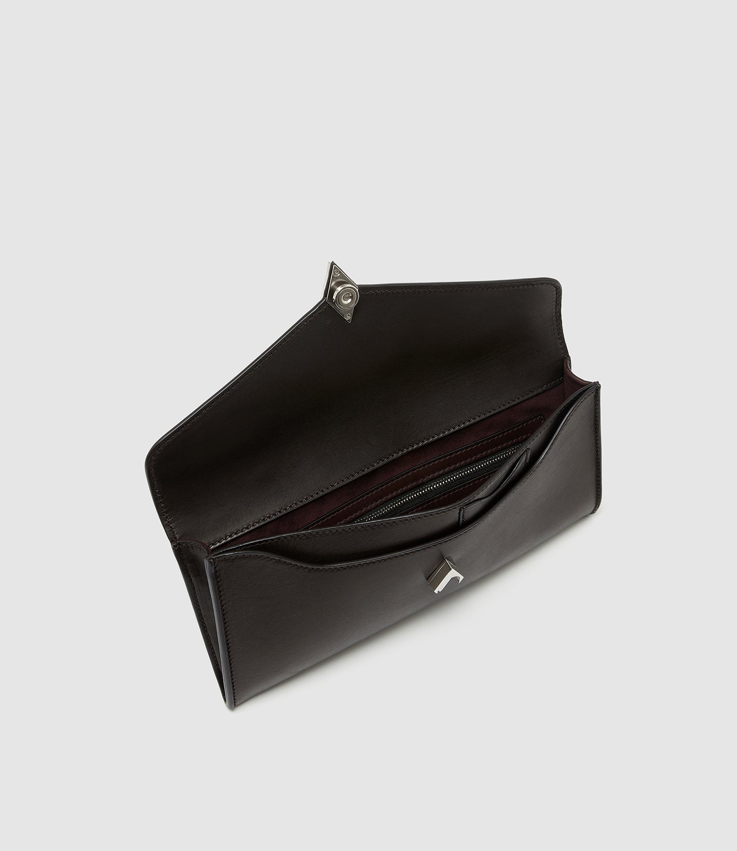 Edge Clutch Buttery Nappa Cacao with Silver Hardware