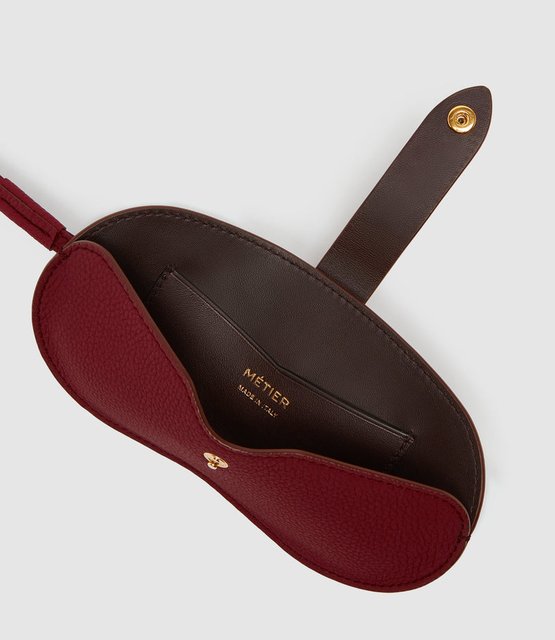Glasses Case With Strap Soft Grain Rosso