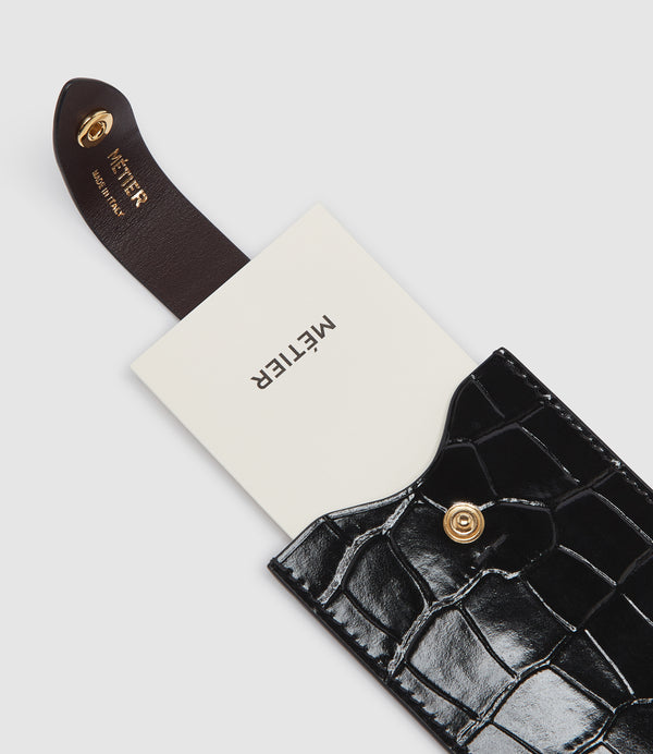 Small Wallet Embossed Croc Black