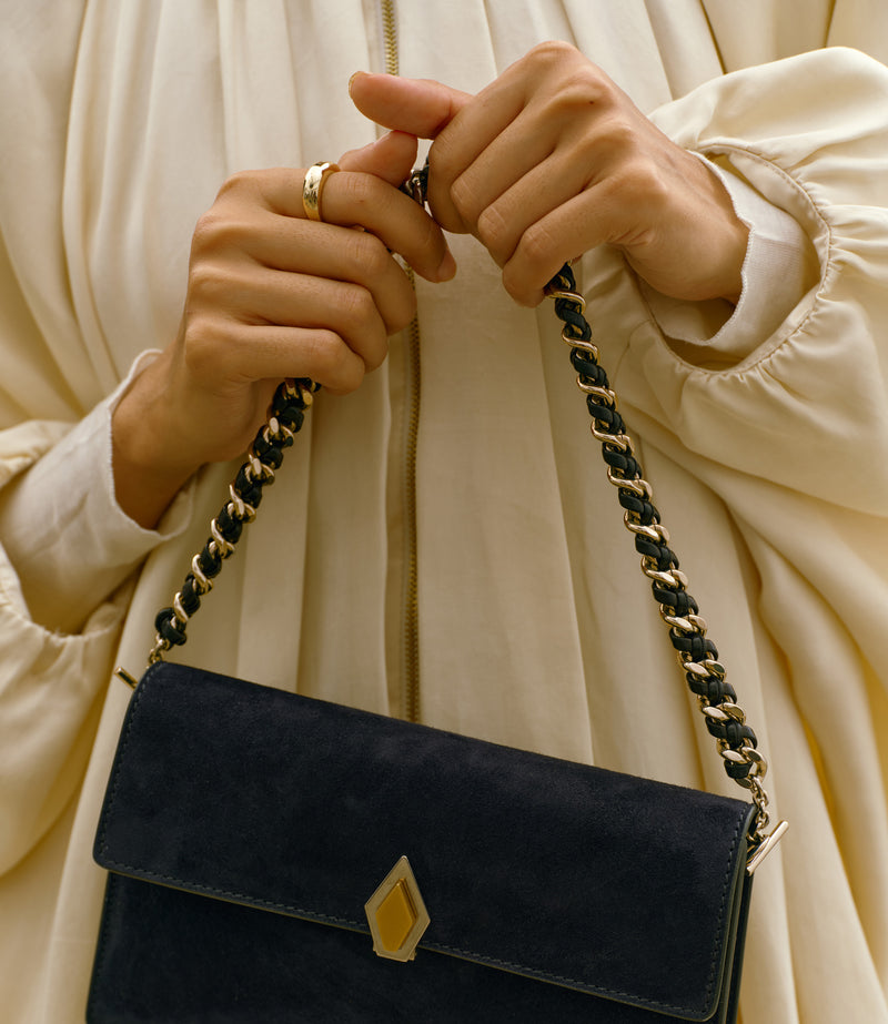 Large Chain Strap Elvis Black with Silver Hardware