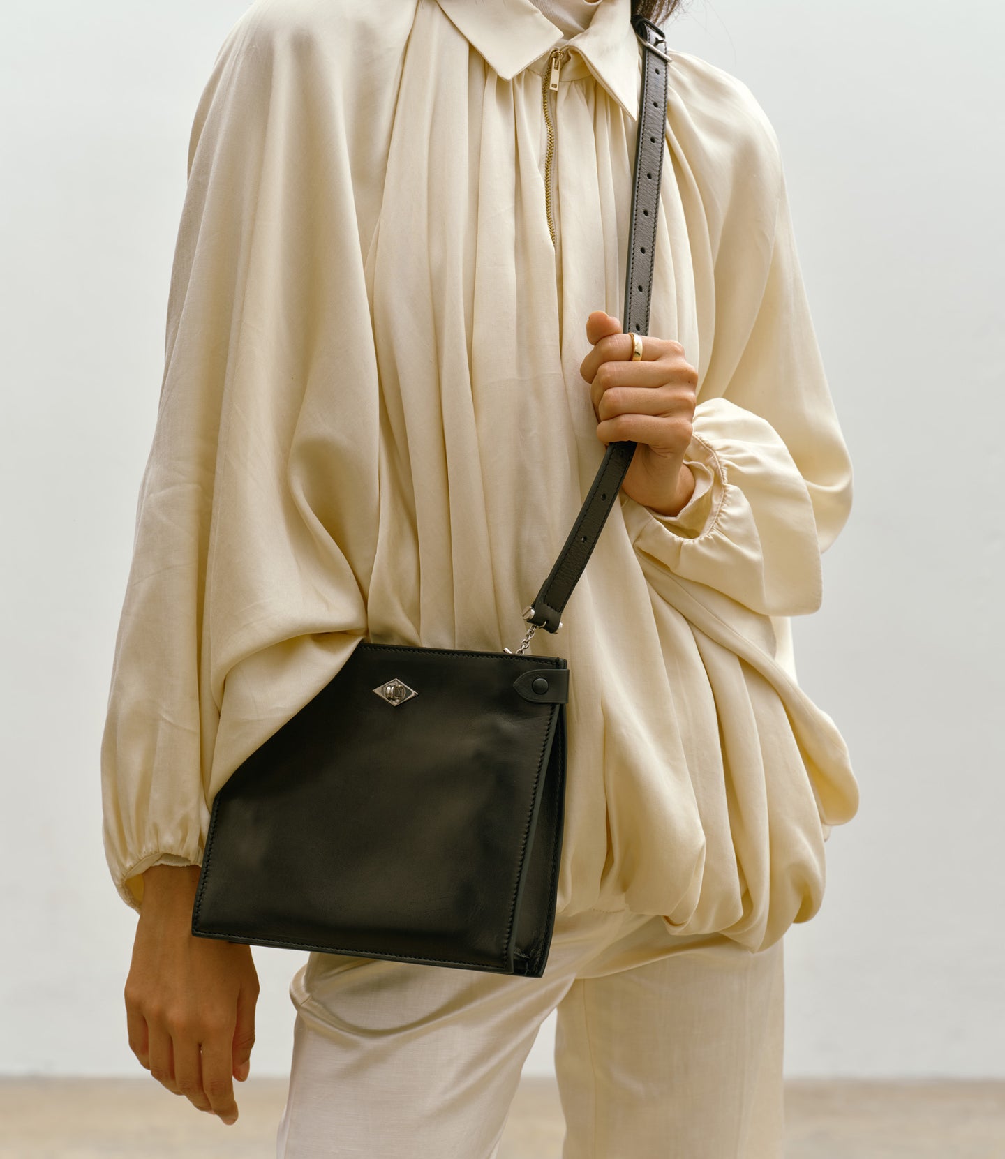 Stowaway Crossbody Buttery Nappa Black with Silver Hardware