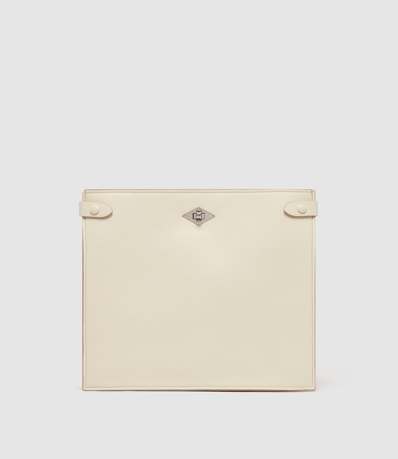 Stowaway Crossbody Smooth Calfskin White Sand with Silver Hardware