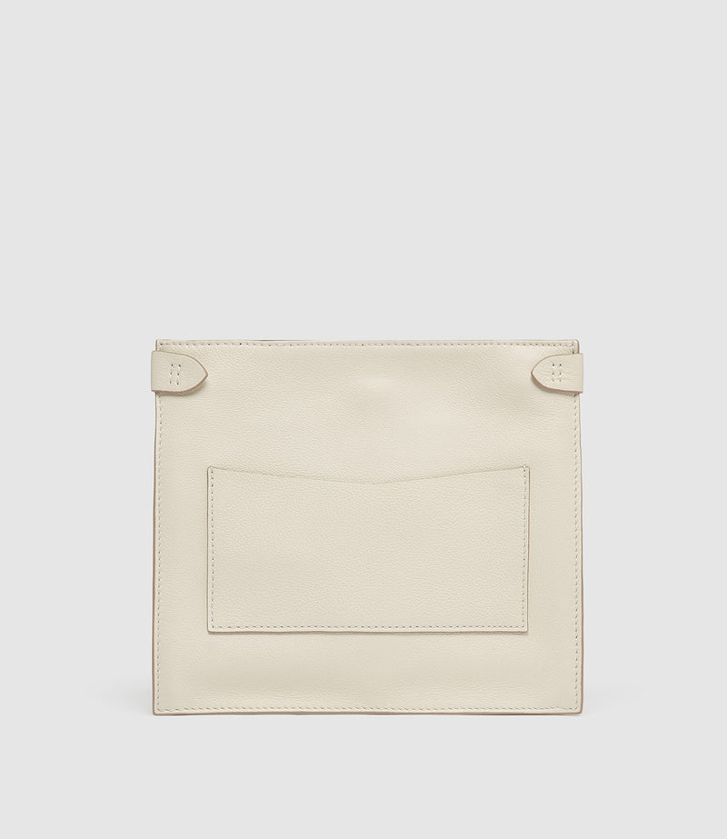 Stowaway Crossbody Smooth Calfskin White Sand with Silver Hardware