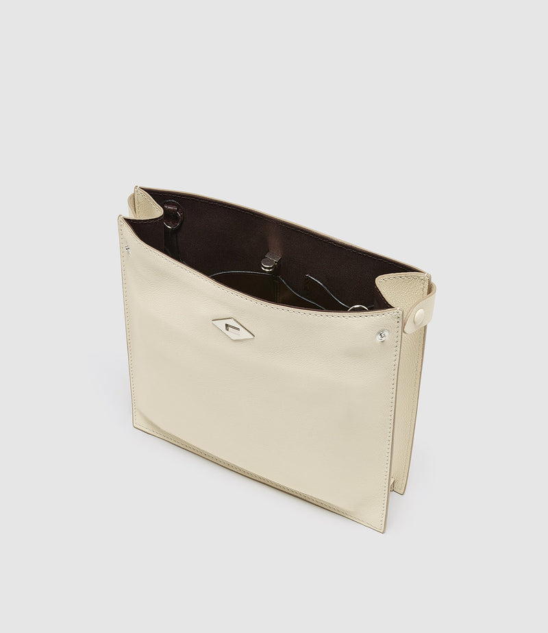 Stowaway Crossbody Smooth Calfskin White Sand with Silver Hardware