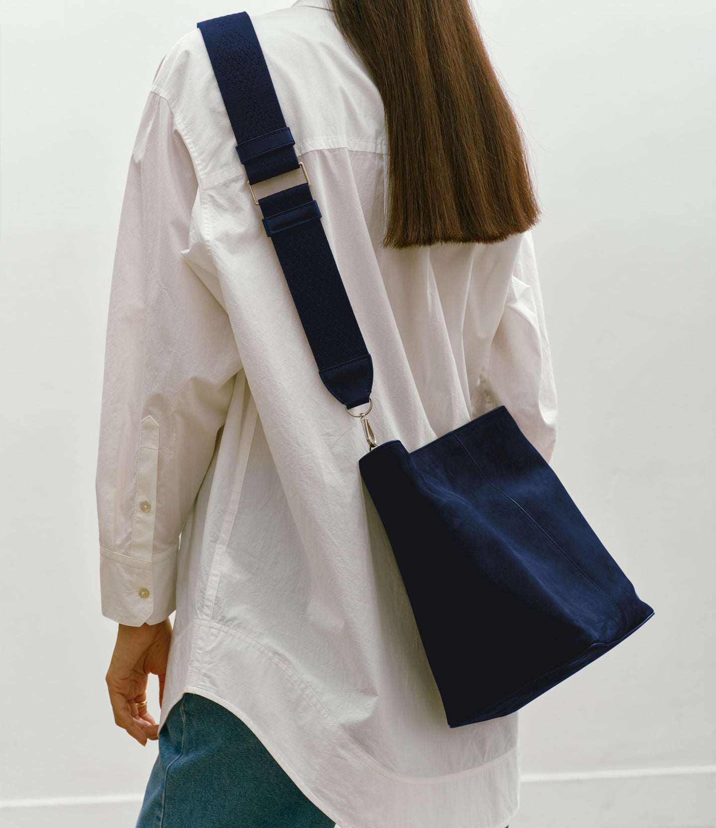 Webbing Strap Navy With Silver Hardware