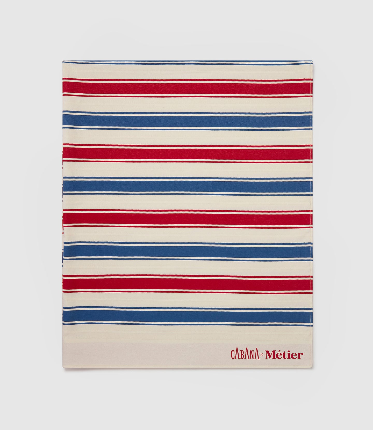 Large Beach Blanket Sustainable Cotton Red and Blue Stripe
