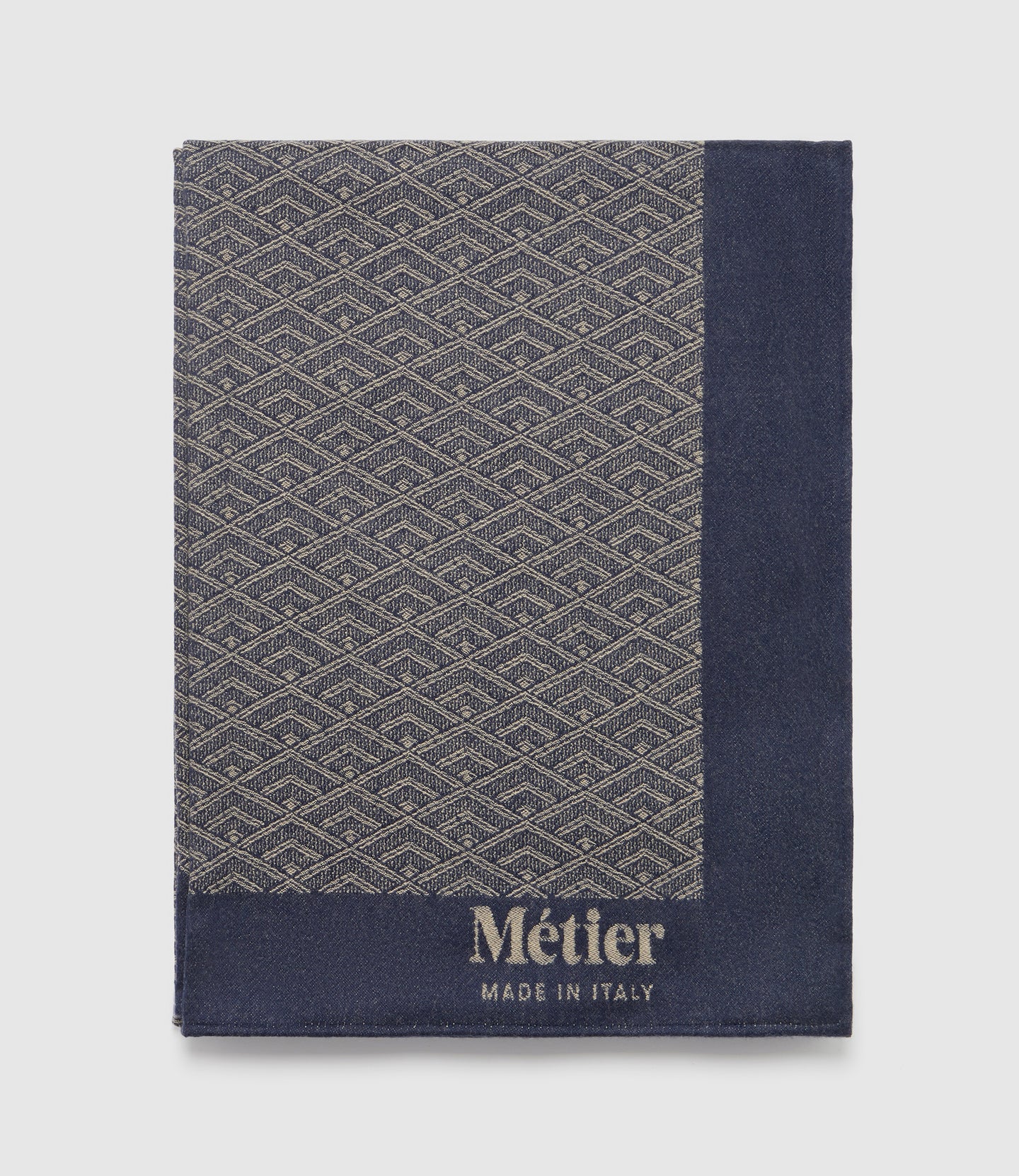 Large Cashmere Throw Navy and Natural
