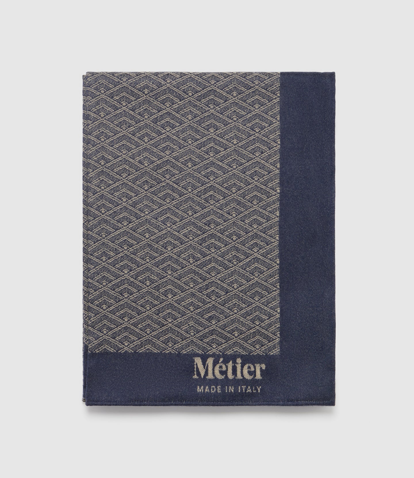 Small Cashmere Throw Navy and Natural