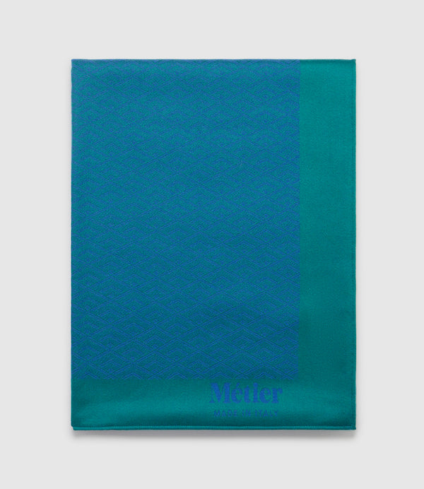 Large Cashmere Throw Yves Blue and Emerald