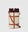 Double Wine Carrier Natural Linen with Cognac
