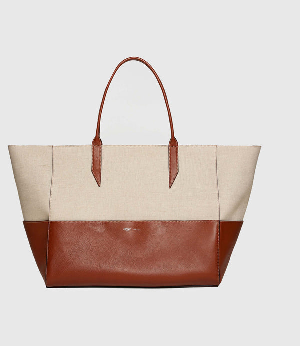 Incognito Large Cabas Bag Natural Linen Cognac