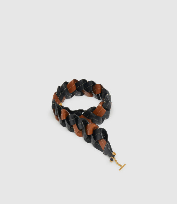 Loose Braided Strap Buffalo Black with Cognac