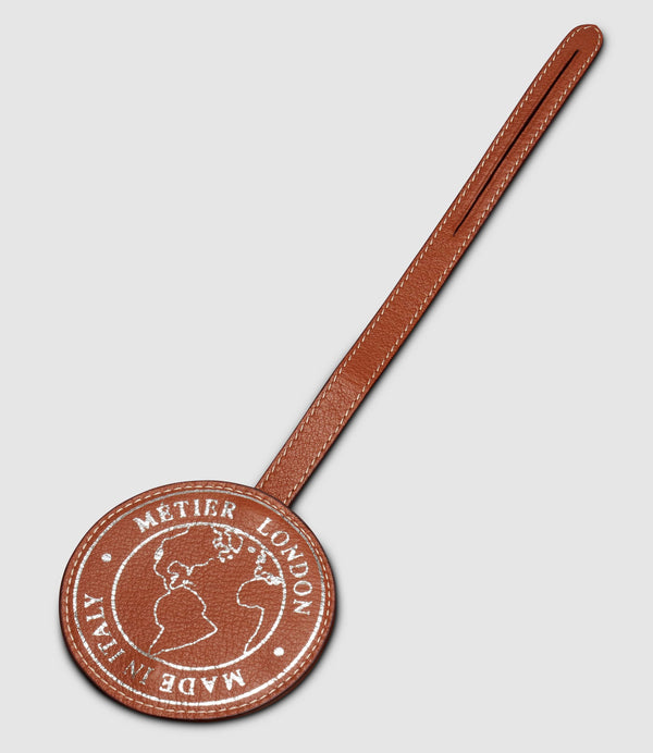 Métier Luggage Tag Buffalo Cognac with Salt Stitching